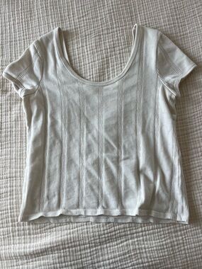 Madewell Cream Scoop Neck Short Sleeve Ribbed Tee